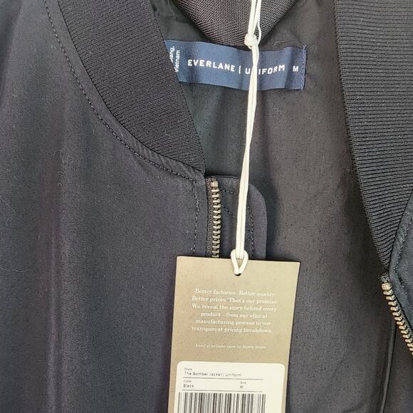 NWT Everlane Uniform Black Full Zipper The Bomber Water Resistant Jacket Black - Picture 6 of 11